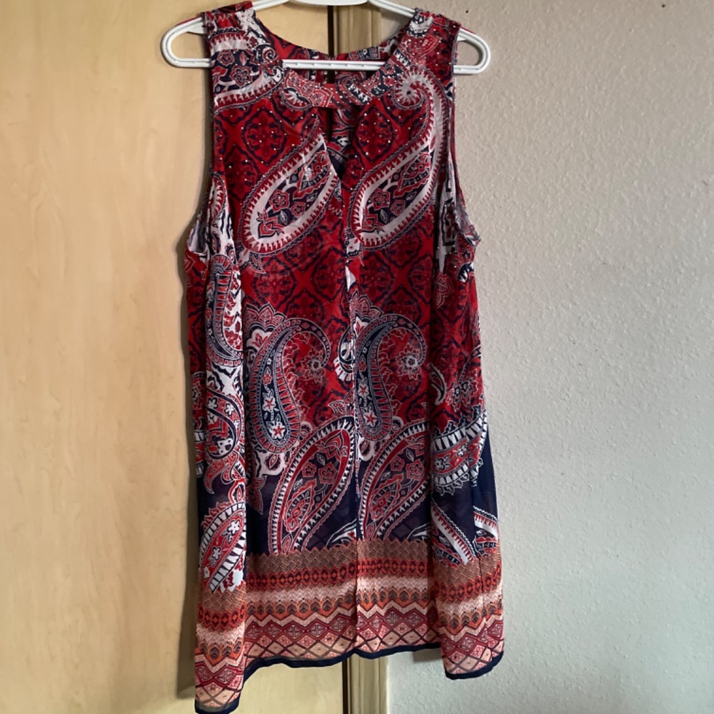 Women XL Gorgeous Bohemian Tank Babydoll Shift Dress Spring Summer Dress - Picture 2 of 8